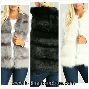 Faux fur vest 1 Grey Left